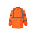 2W International High Viz Rain Jacket with Detachable Hood, Small, Orange, Class 3 730C-3 S